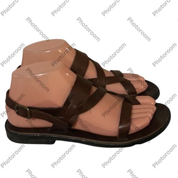 B & B Brown Leather Sandals Sz 7 - Picture 1 of 12